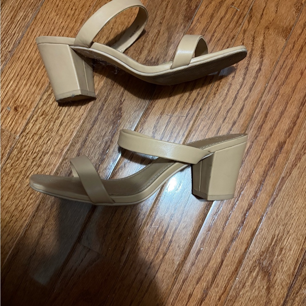 Abercrombie & Fitch Neutral Tan Block Heel Slide Sandals - Women